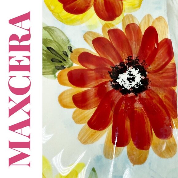 MAXCERA RED POPPY MAT DECORATIVE PLATE 8.75โ Square With Scalloped Edge - Picture 5 of 8